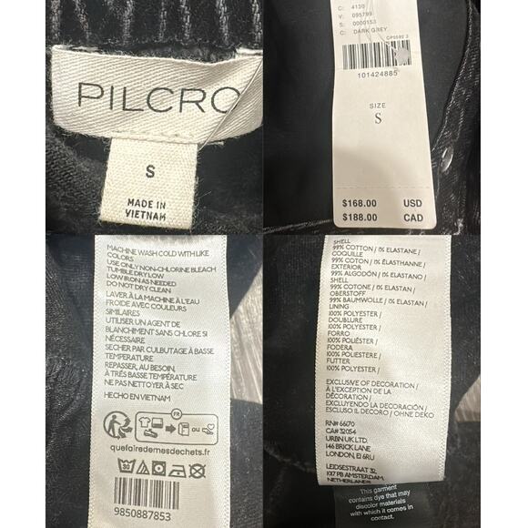 Pilcro NWT Dark Gray Sleeveless V-Neck Studded Grommet Denim Mini Dress Punk Alt - Picture 9 of 10